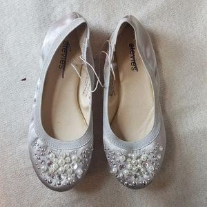 Silver adorned ballet flats